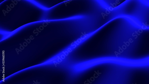 Smooth elegant silk or satin texture. Abstract background. Liquid wave. Blue metallic color. 3D-rendering.