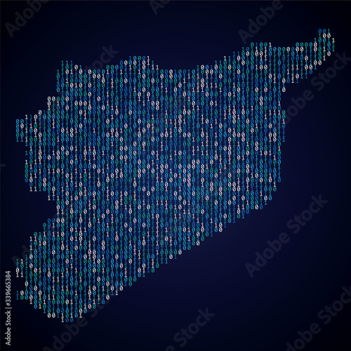 Syria country map made from digital binary code