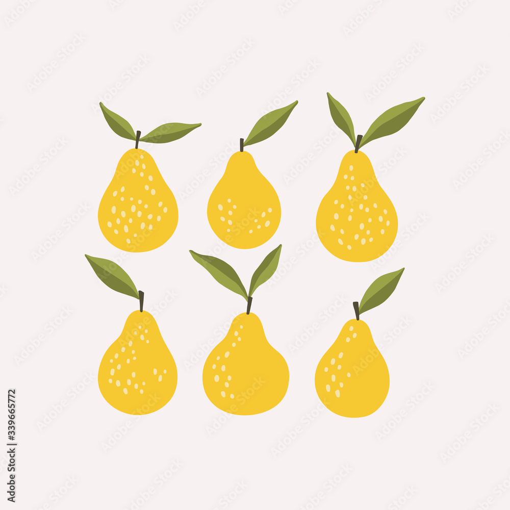Obraz premium Pear fruit illustration set, flat vector design