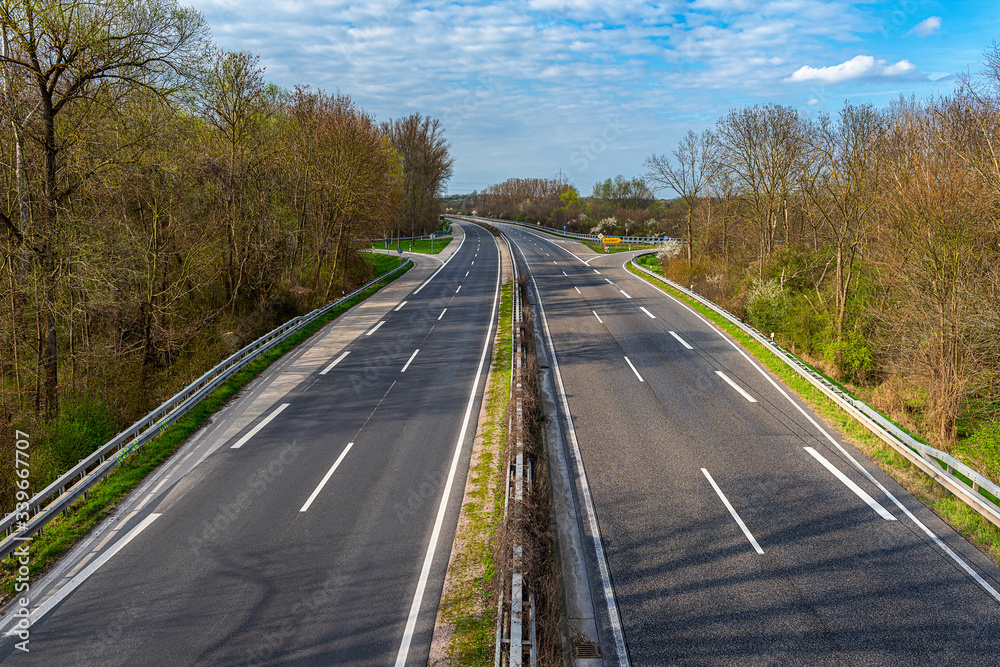 empty german highway to worms two weeks after corona start in germany empty german highway to worms two weeks after corona start in germany
