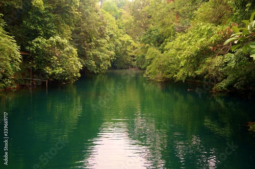 Rio Quente, Caldas Novas, Goias, Brasil - 09-10-2019 - transparent river for canoeing