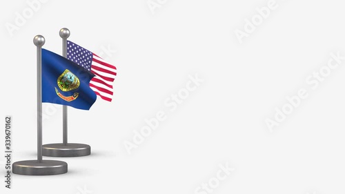Idaho seamless 3D waving flag animation on tiny flagpole.