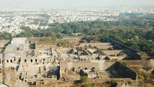 фотография High Angle View Of Golconda Fort In City On Sunny Day