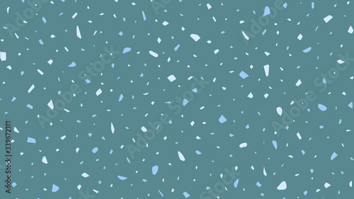 Small geometric elements randomly scattered on a blue background. Irregular shapes, splinters, modern stylish design. Vector illustration. Background.