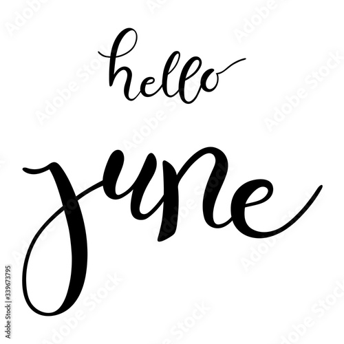 Hello june lettering hand typography text isolated