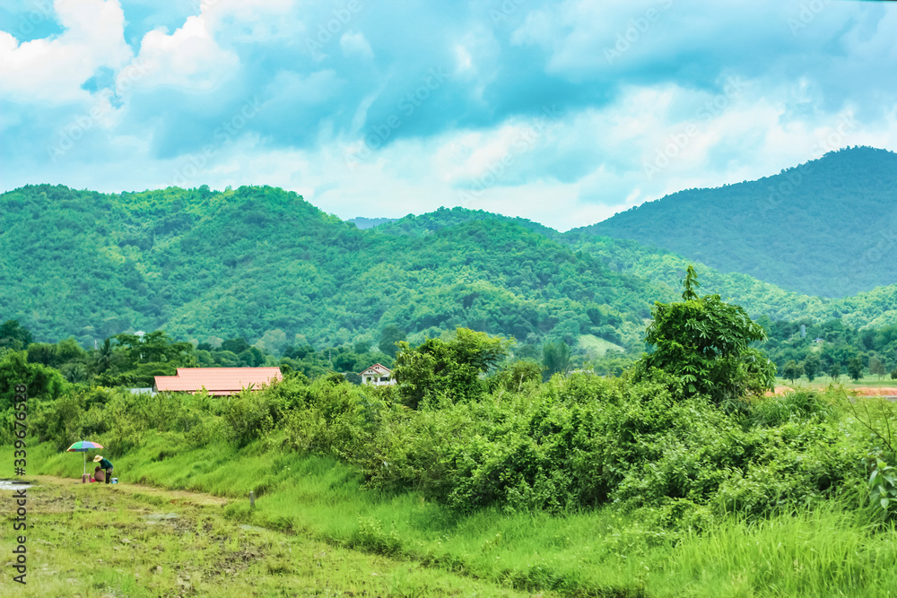 Beautiful nature landscape of northern thailand, green mountains of asia