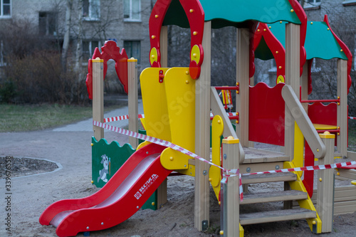 The playground is closed due to the Covid19 virus. It is forbidden to be on the playground.