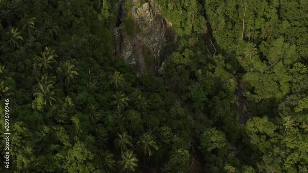 Shooting from a quadrocopter at nomuang falls 1 and 2 on samui island at a huge height with beautiful views with sunset and a beautiful panorama with beautiful views of the Gulf of Siam from the heigh Shooting from a quadrocopter at nomuang falls 1 and 2 on samui island at a huge height with beautiful views with sunset and a beautiful panorama with beautiful views of the Gulf of Siam from the heigh