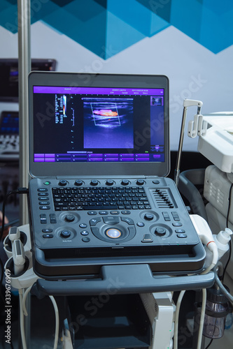 Modern ultrasound machines in clinic laboratory of sonography diagnostics