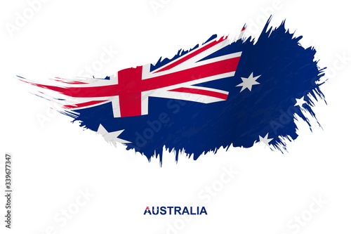 Flag of Australia in grunge style with waving effect.
