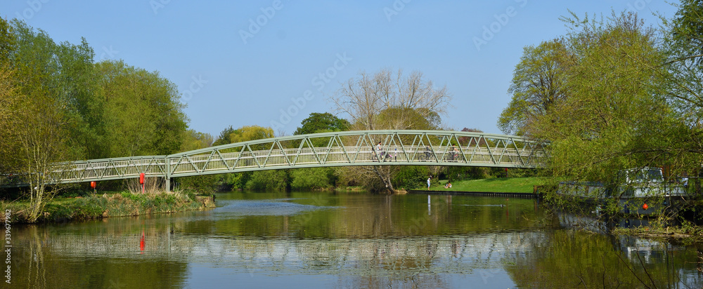 Coneygeare Bridge crossing the River Great Ouse at St Neots Cambridgeshire.