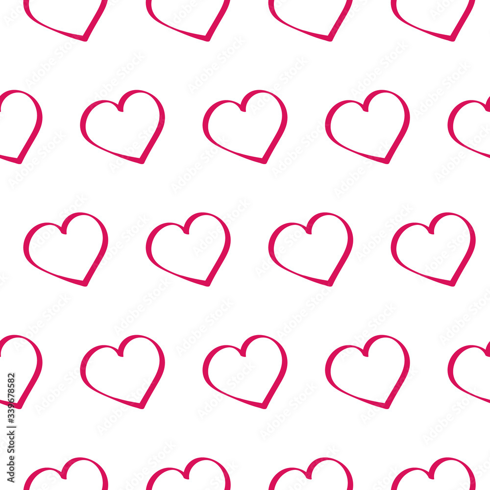 Dark pink hearts seamless pattern isolated