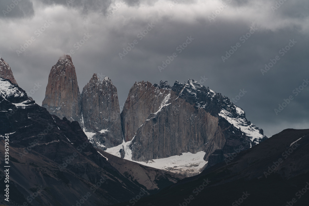 snow covered mountain - torres del paine Patagonia