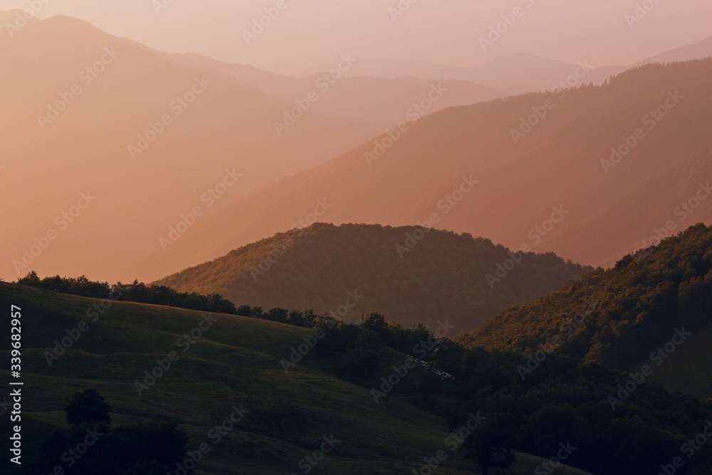 majestic summer dawn image, amazing sunrise scenery, awesome morning sunshine landscape, beautiful nature background in the mountains, Carpathians, Ukraine, Europe 