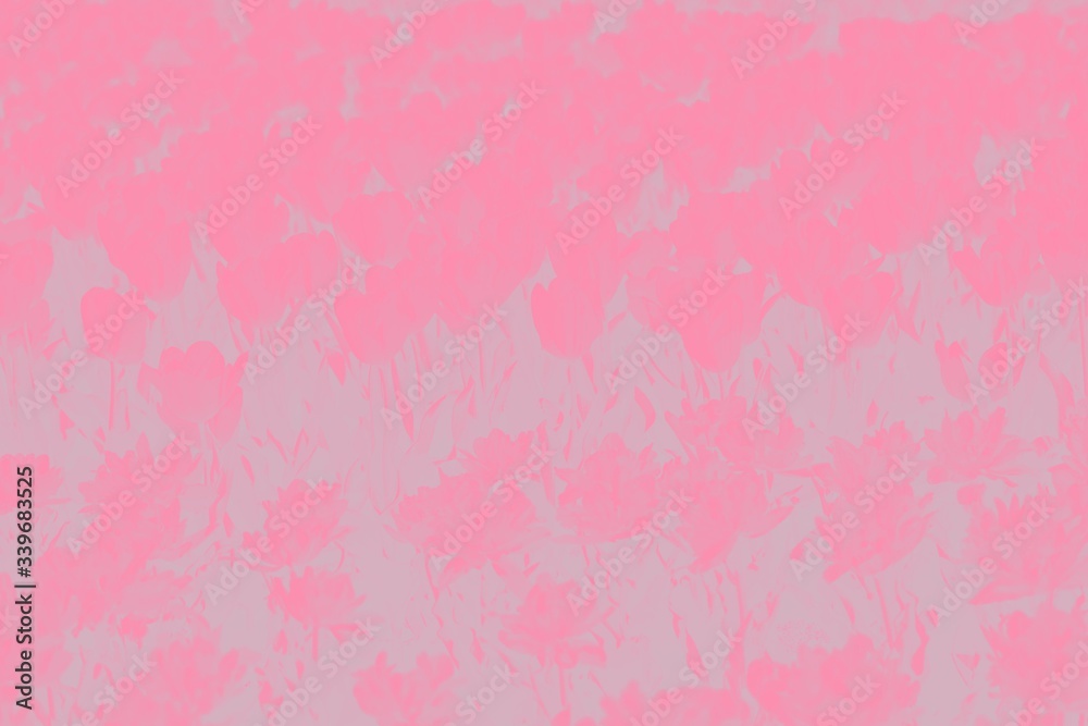 Blooming tulips flowers background. Pink background with flower pattern