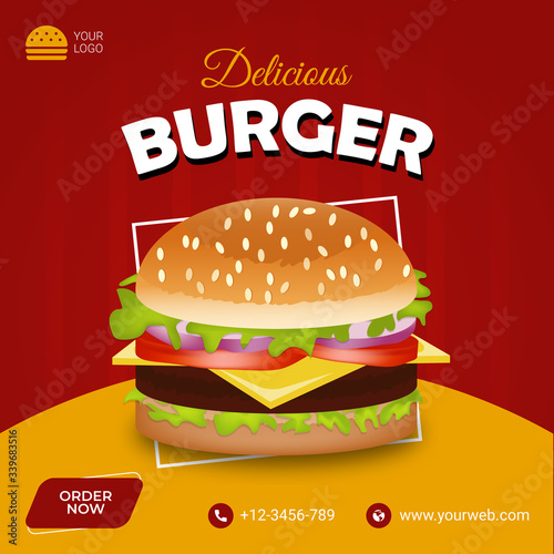 Burger menu promotion banner template Vector format 