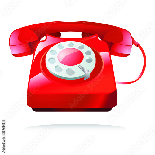  Illustration of old telephone, with white background vector