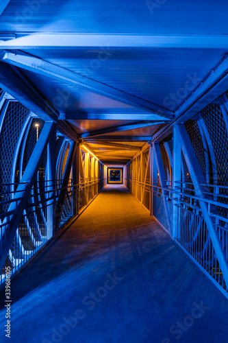 Canvas Print night view of the Modern Pedestrian bridge in abu dhabi