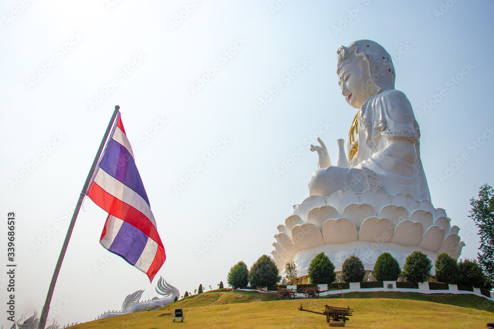 A beautiful view of wat huai pla kang buddhist temple at Chiang Rai, Thailand. - obrazy, fototapety, plakaty 