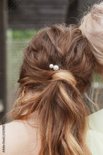 Stylish hairstyles of bridesmaids. Fashionable hairstyles with jewelry