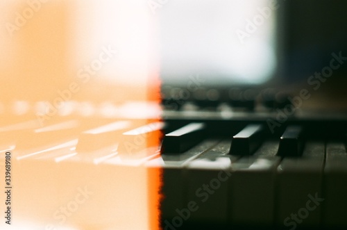 Piano Keys with film burn