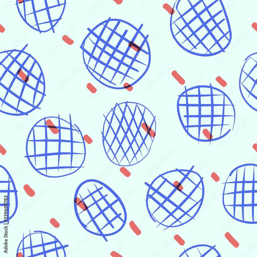 Seamless hand-painted vector pattern. Funny circles with grid lines inside and chaotic dots on the canvas on a transparent background. Suitable for Wallpaper, textiles and other materials.
Seamless hand-painted vector pattern. Funny circles with grid lines inside and chaotic dots on the canvas on a transparent background. Suitable for Wallpaper, textiles and other materials.