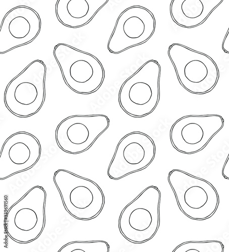 Vector seamless pattern of hand drawn doodle sketch avocado isolated on white background