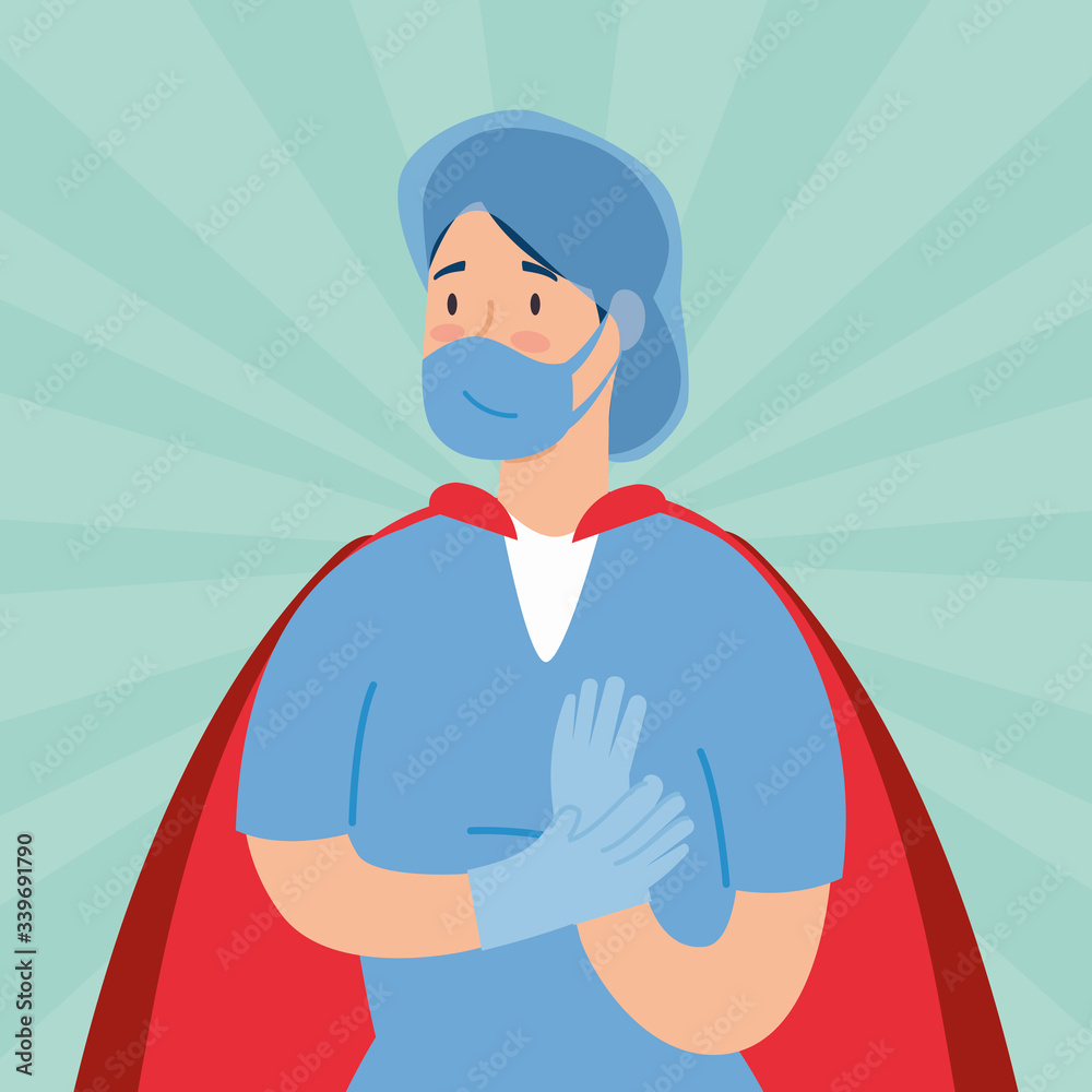 super female paramedic with face mask and hero cloak vector illustration design super female paramedic with face mask and hero cloak vector illustration design