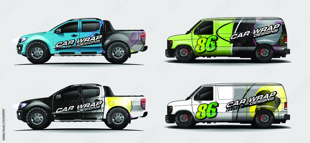 Car wrap graphic racing abstract strip and background for car wrap and vinyl sticker - Vector

