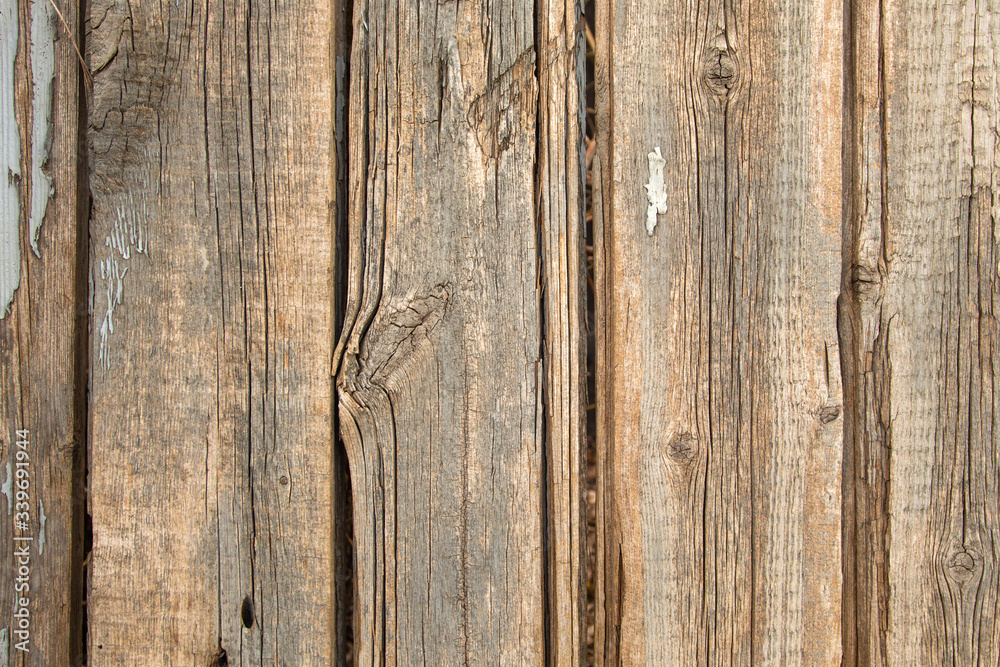 Fototapeta premium background of old wooden boards with cracks and nails