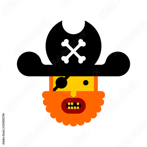 Cartoon pirate isolated. Eye patch filibuster vector illustration