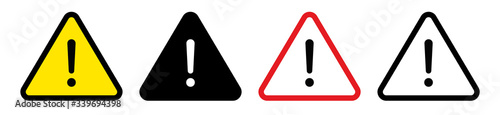 Exclamation mark icon collection.Danger warning set.Triangular warning symbols with Exclamation mark.Vector photo