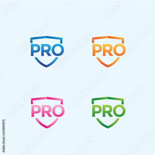abstract pro logo design with shield photo