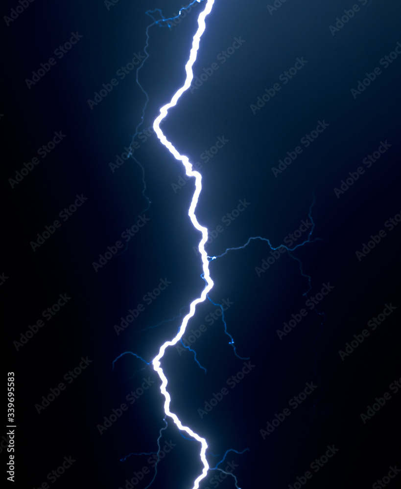 Blue Lightning Bolt in the Night Sky Blue Lightning Bolt in the Night Sky