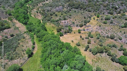 Aerial view from a drone of the Great Coa Valley in Western Iberia, Rewilding Portugal Project within the Rewilding Europe project, Portugal, Europe photo