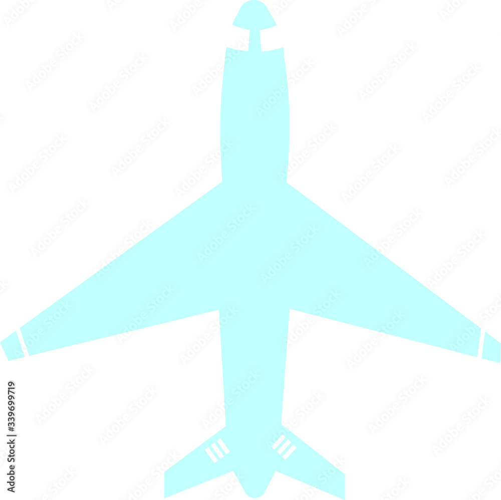 Avión azul sobre fondo blanco