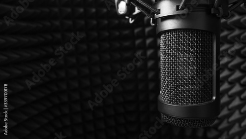 Condenser Microphone Surrounded by Sound Paneling photo