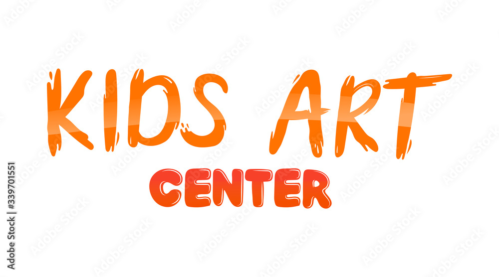 Concept Of Kids Creativity, Art And Crafts Center. Fashion Promotional Logo Of Children Development Center In Cartoon Style. Creative Class, Science Banners or Badges. Flat Style. Vector Illustration Concept Of Kids Creativity, Art And Crafts Center. Fashion Promotional Logo Of Children Development Center In Cartoon Style. Creative Class, Science Banners or Badges. Flat Style. Vector Illustration