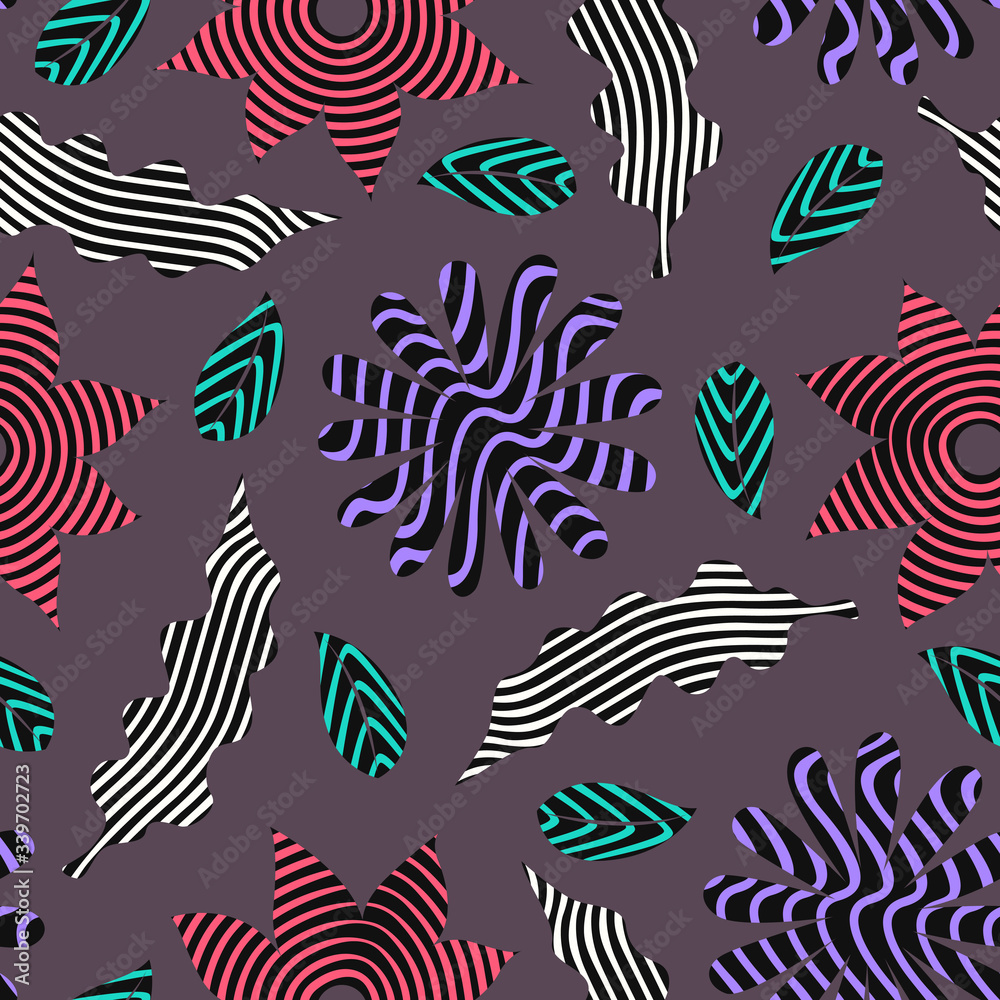 vector black floral and leaves with lines seamless pattern on grey pink vector black floral and leaves with lines seamless pattern on grey pink