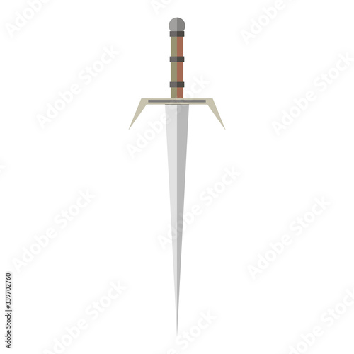 Sword in flat style. Game weapon. Cartoon sword weapon. Vector illustration.