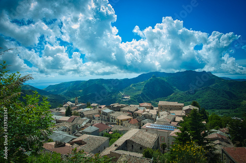 Overview of the village of Aiello Calabro. photo