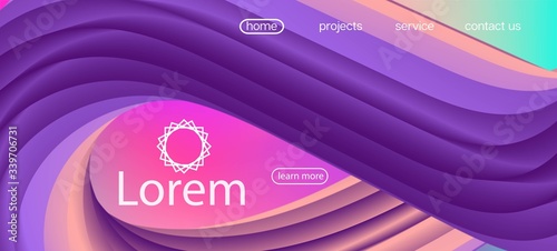 Geometric Lucid Gradient Wallpaper. Landing Page, Pink, Purple Background. 