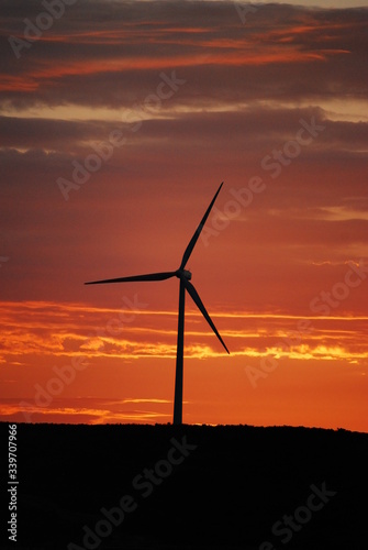 wind turbine at sunset