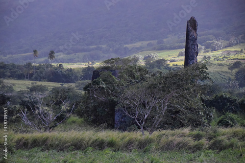 Photography Ruined chimneys stand to mark the demise of sugar plantations