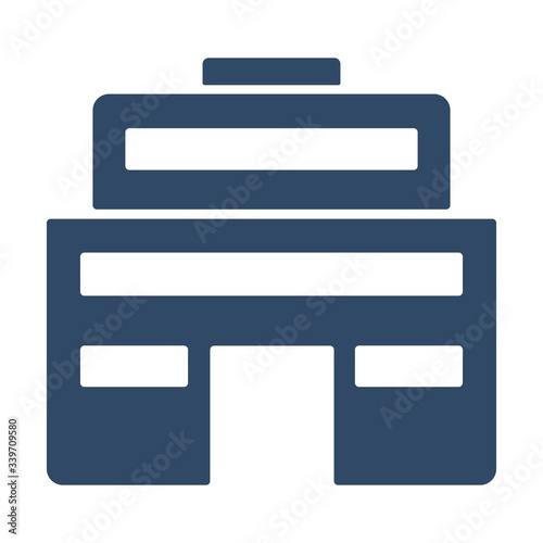 Hospital building icon. Clinic symbol. Flat design for health care concept.