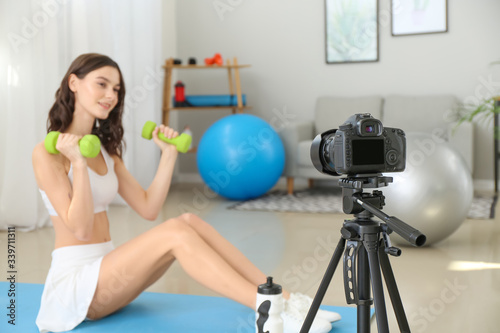 Young female blogger record...