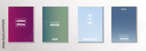 Folded Minimal Cover Vector Set. Modern Flyer Texture Design. 80s 