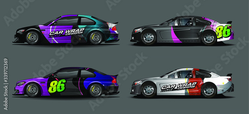 Car wrap decal design vector. abstract Graphic background kit designs for vehicle, race car, rally, livery, sport car

