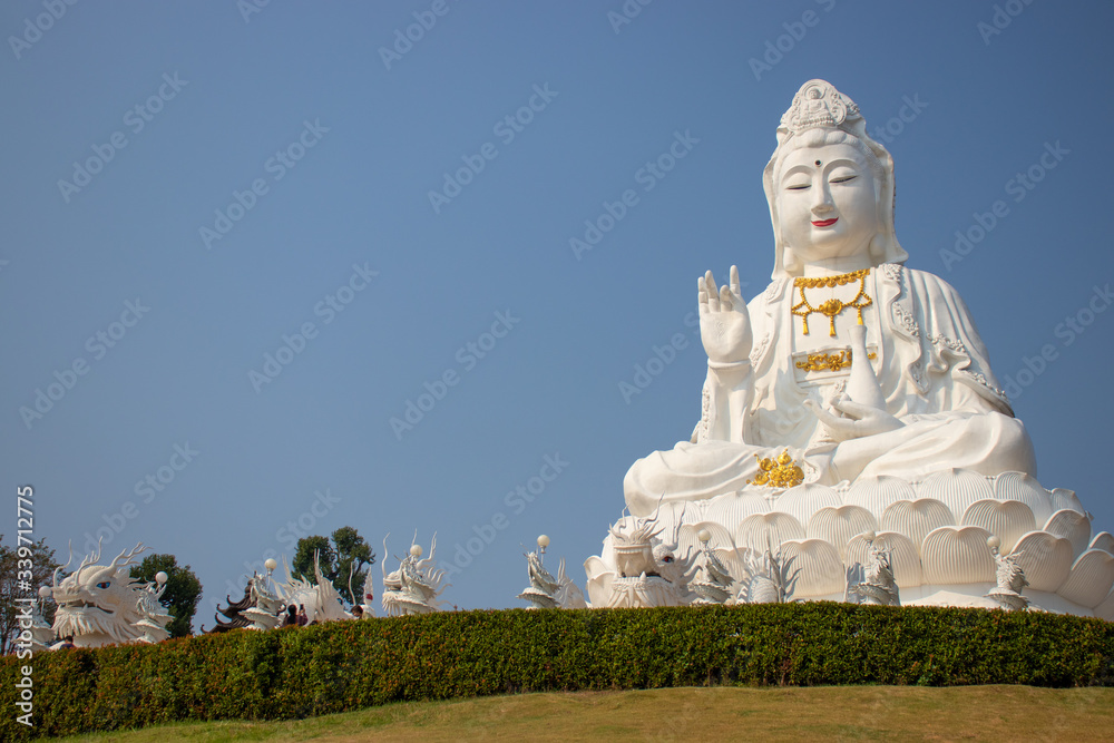 Fototapeta premium A beautiful view of Wat Huai Pla Kang buddhist temple at Chiang Rai, Thailand.