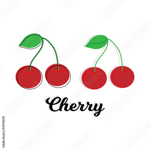 Red cherry vector icon. Red cherry isolated on white background